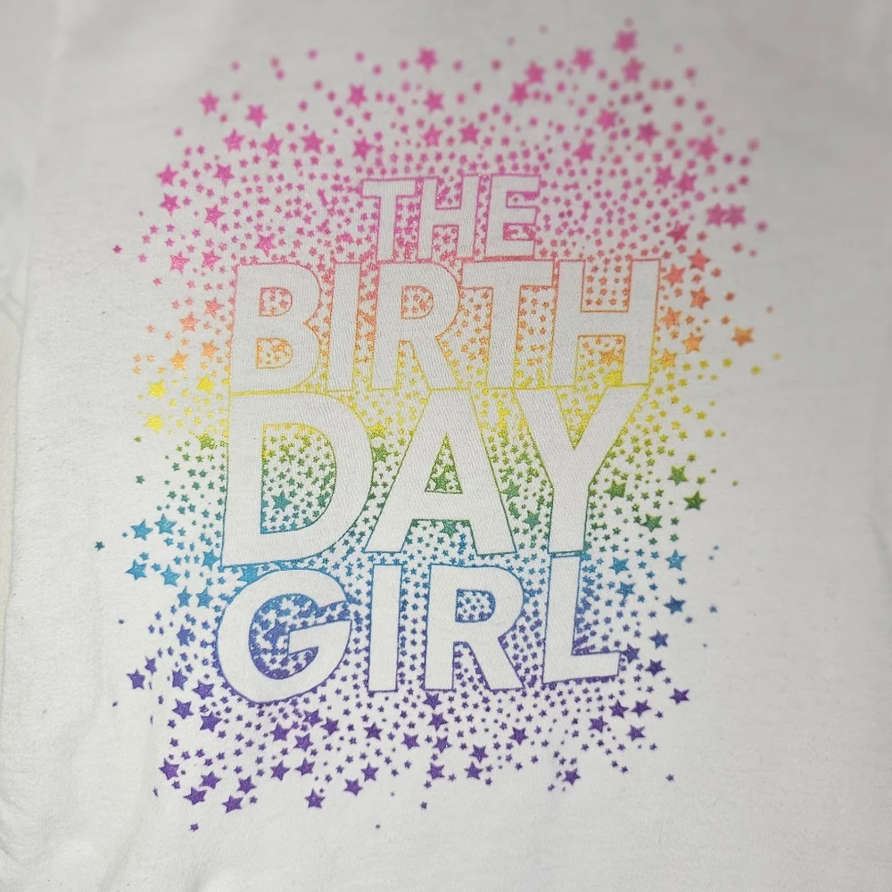 The Children's Place Girls' Birthday Girl Rainbow Graphic Tee Size 5/6